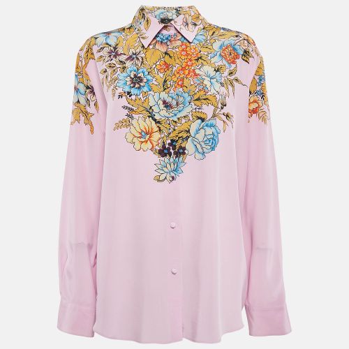 Lilac Floral Print Silk Crepe Button Front Shirt XL - Etro - Modalova