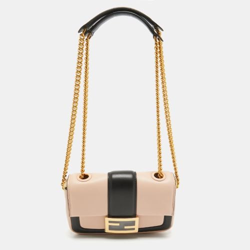 Black Leather Mini Baguette Chain Bag - Fendi - Modalova