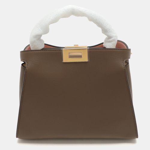 Camel Leather Peekaboo Iconic Essentially Top Handle Bag - Fendi - Modalova