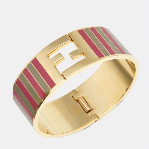 Sta Bi Color Striped Enamel Tone Wide Bracelet M - Fendi - Modalova