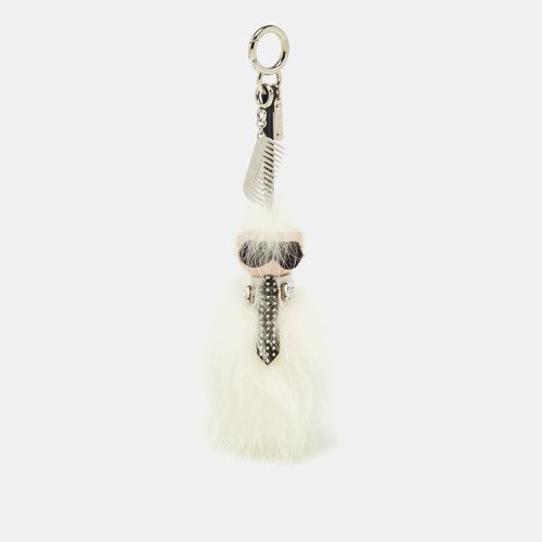 Black Fur and Leather Embellished Karlito Tuxedo Bag Charm - Fendi - Modalova