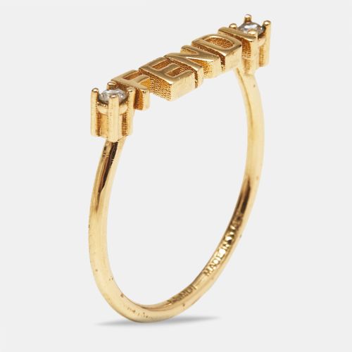Signature Crystals Tone Ring Size 56 - Fendi - Modalova