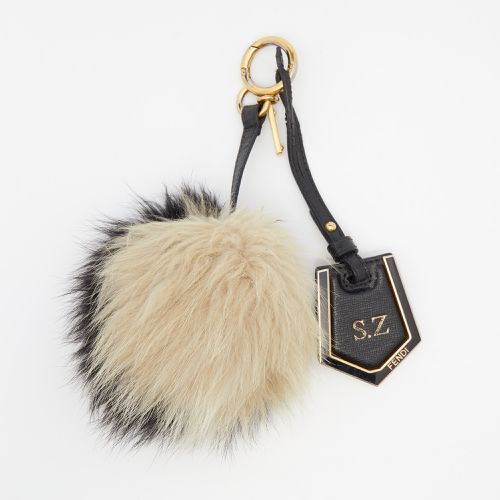 Monochrome Fox Fur Pom Pom Keyring/ Bag Charm - Fendi - Modalova