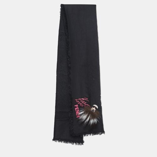 Applique Detail Karlito Silk & Wool Scarf - Fendi - Modalova