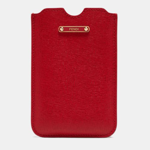 Fendi Red Leather Logo Phone Cover - Fendi - Modalova