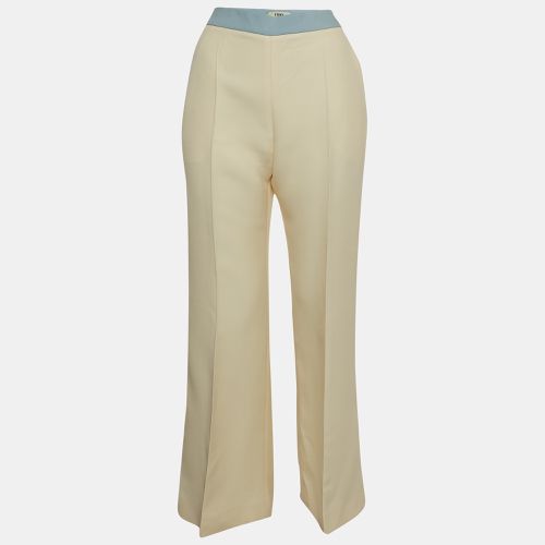 Contrast Trim Wool Blend Flared Pants M - Fendi - Modalova