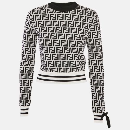 White/ FF Logo Jacquard Knit Pullover S - Fendi - Modalova