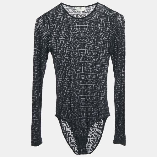 FF Stretch Tulle Sheer Bodysuit XS - Fendi - Modalova