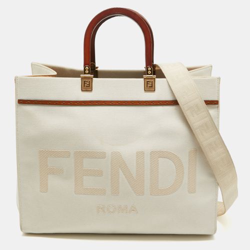 Off Canvas and Leather Medium Sunshine Tote - Fendi - Modalova