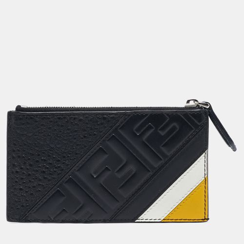 Zucca Embossed Leather Zip Card Holder - Fendi - Modalova