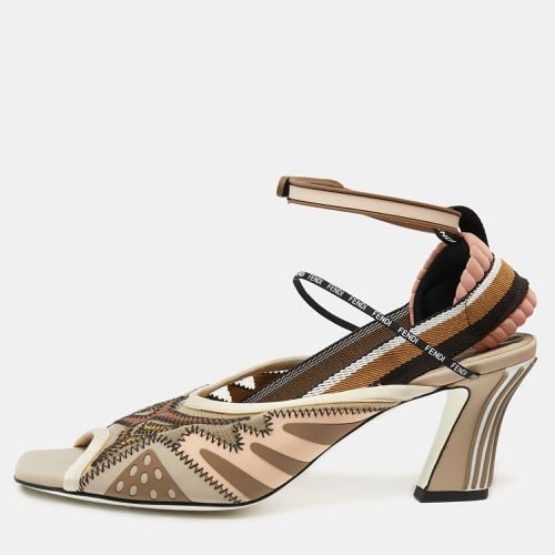 Canvas and Mesh Slingback Ankle Strap Sandals Size 36 - Fendi - Modalova