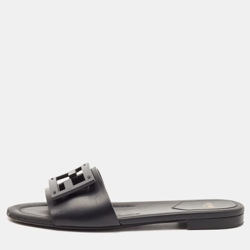 Leather Logo Flat Slides Size 36.5 - Fendi - Modalova