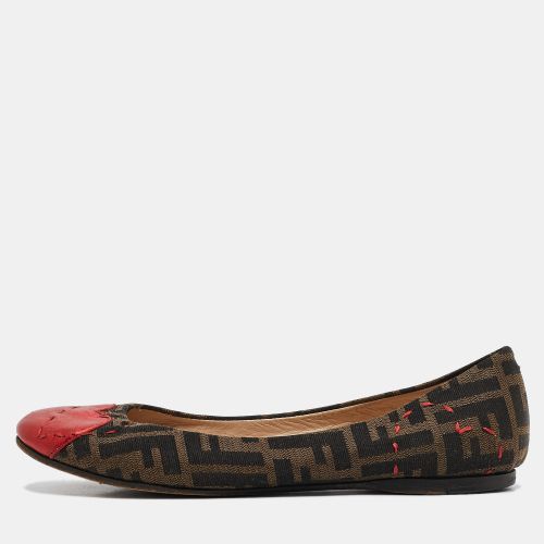 Red Zucca Canvas and Leather Heart Cap Toe Ballet Flats Size 40 - Fendi - Modalova