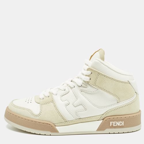 Cream Nubuck and Leather Match Sneakers Size 38 - Fendi - Modalova