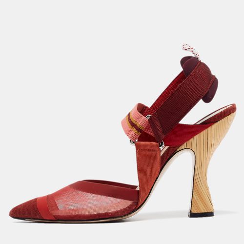 Mesh and Canvas Colibri Slingback Pumps Size 39 - Fendi - Modalova