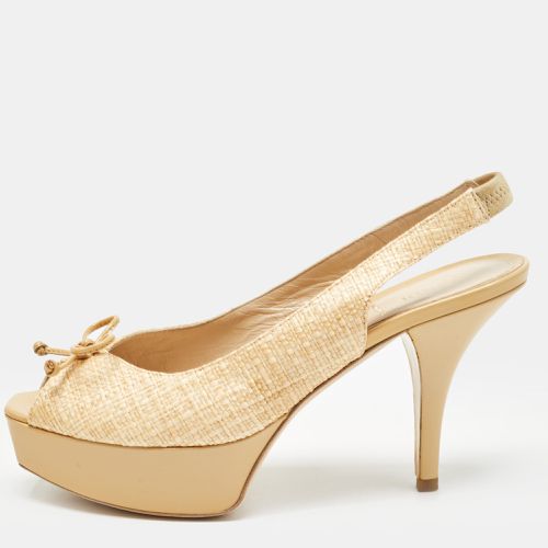 Patent and Raffia Slingback Pumps Size 39 - Fendi - Modalova