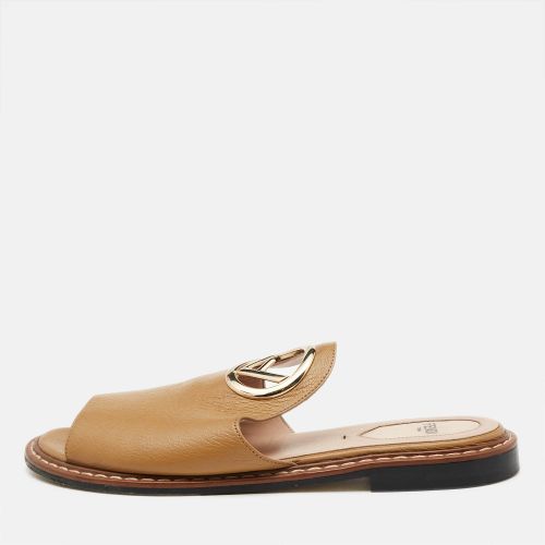 Leather F Logo Open Toe Flat Mules 37 - Fendi - Modalova