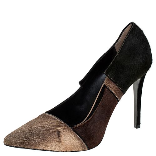 Tri Color Calfhair Pointed Toe Pumps Size 37.5 - Fendi - Modalova