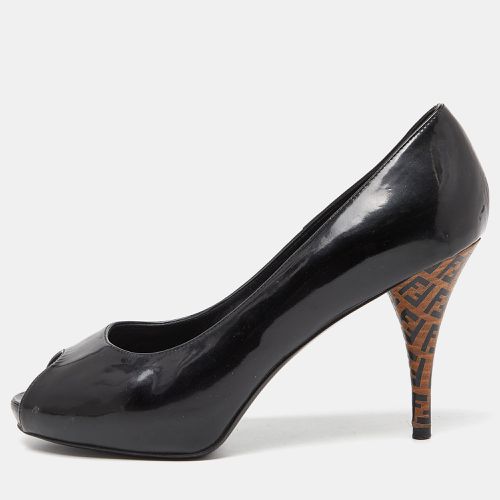 Patent Leather FF Heel Peep Toe Pumps Size 38 - Fendi - Modalova