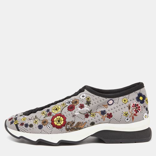 Floral Embroidered Knit Fabric Slip On Sneakers Size 36 - Fendi - Modalova