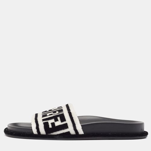 Black/ Fur FF Flat Slides Size 38.5 - Fendi - Modalova