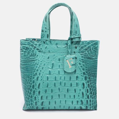 Turquoise Croc Embossed Leather Divide It Tote - Furla - Modalova