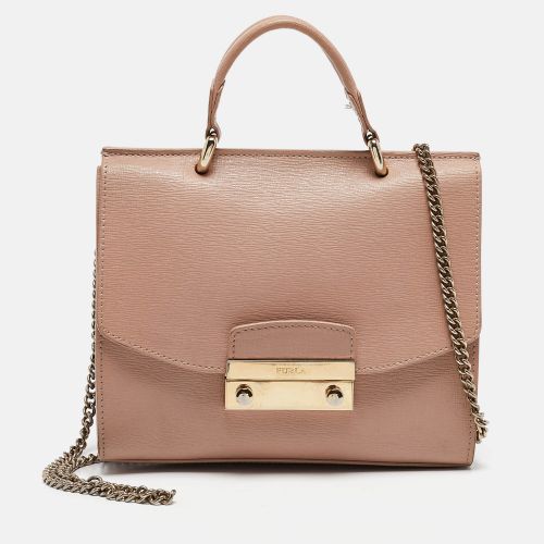 Pale Saffiano Leather Metropolis Flap Top Handle Bag - Furla - Modalova