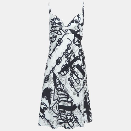 White/ Printed Silk Twill Midi Dress M - Hermes - Modalova