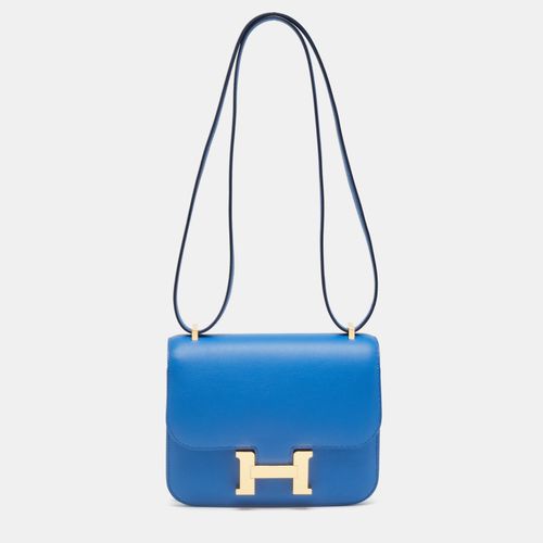 Bleu France Swift Leather Gold Finish Constance 18 Mini Bag - Hermes - Modalova