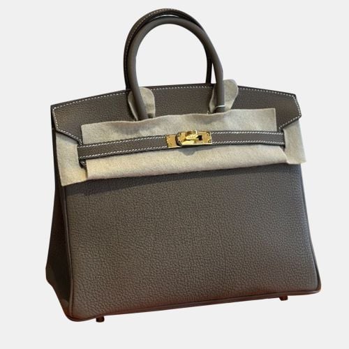 Etoupe Togo Leather Birkin 25 Top Handle Bag - Hermes - Modalova