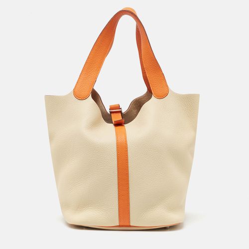 Parchemin/Orange Taurillon Clemence Leather Picotin 26 Bag - Hermes - Modalova