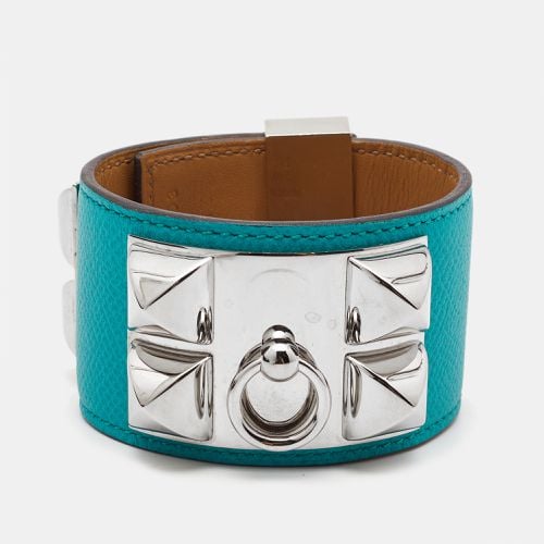 Collier de Chien Leather Palladium Plated Wide Bracelet - Hermes - Modalova