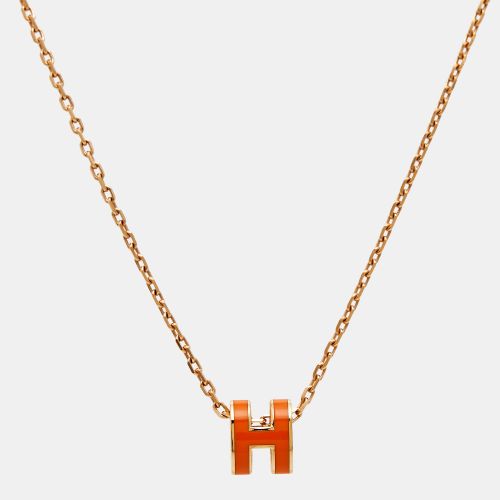 Hermès Mini Pop H Enamel Gold Plated Necklace - Hermes - Modalova