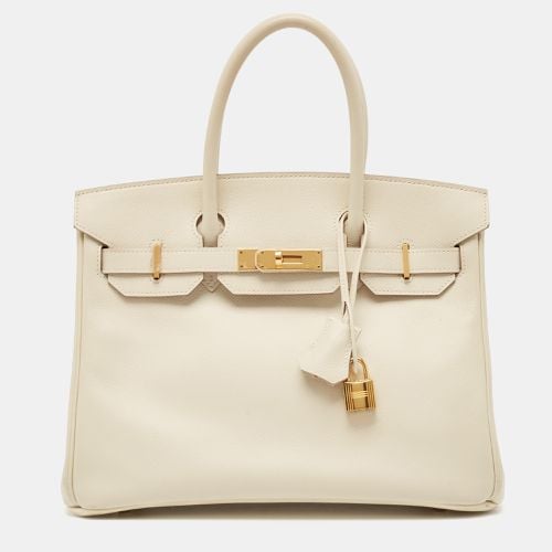 Craie Epsom Leather Gold Finish Birkin 30 Bag - Hermes - Modalova