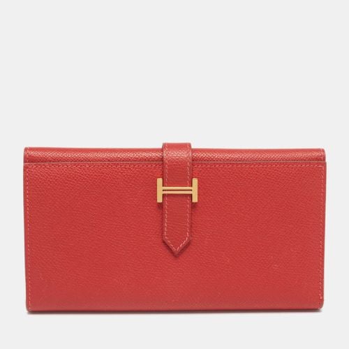 Rouge Vif Epsom Leather Bearn Gusset Wallet - Hermes - Modalova