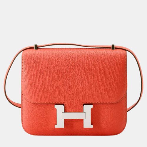 Verso Rose Texas/Rose Ete Chevre Myzore Goatskin Size Mini Constance III Shoulder Bags - Hermes - Modalova