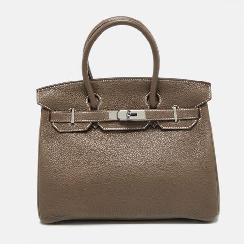 Etoupe Grey Taurillion Clemence Leather Palladium Finish Birkin 30 Bag - Hermes - Modalova