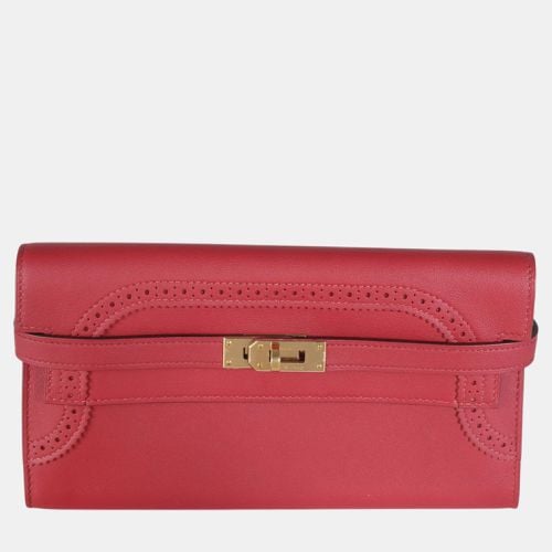 Rouge Grenat Swift Ghillies Kelly Longue Wallet GHW - Hermes - Modalova