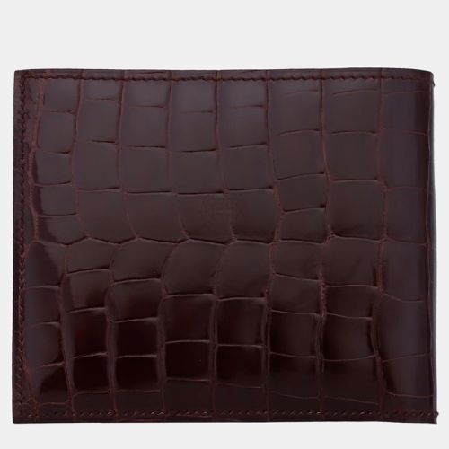 Bourgogne Shiny Alligator Leather Bifold Wallet - Hermes - Modalova