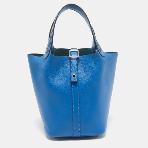 Bleu Zellige/Bleu Encre/Rouge Epsom Leather Picotin Lock Tressage 18 Bag - Hermes - Modalova