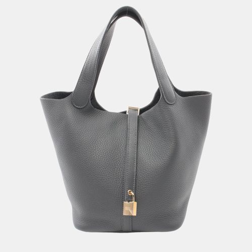 Picotin Lock MM Gris Misty Handbag Leather - Hermes - Modalova