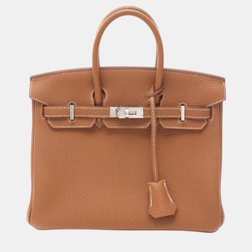 Birkin 25 Gold Handbag Leather - Hermes - Modalova