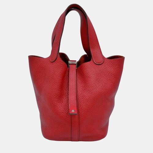 Rouge Kazak Taurillon Clece Leather Picotin Lock PM Tote Bag - Hermes - Modalova