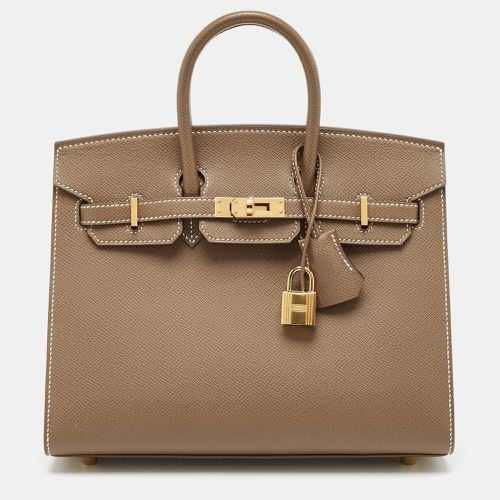 Etoupe Epsom Leather Gold Finish Birkin Sellier 25 Bag - Hermes - Modalova