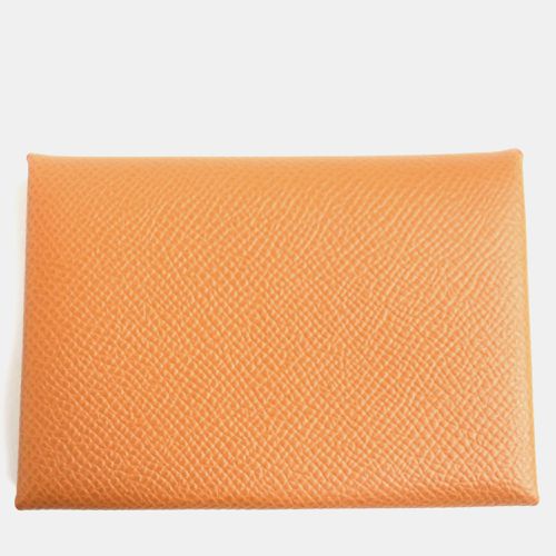 Gold Leather Calvi Duo Verso Card Case - Hermes - Modalova