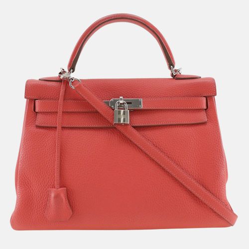 Coral Leather Kelly 32 Handbag - Hermes - Modalova