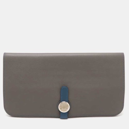 Grey Leather Dogon Long Bifold Wallet - Hermes - Modalova