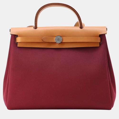 Bordeaux/ Toile Military Vache Leather Herbag Zip Hunter PM Bag - Hermes - Modalova