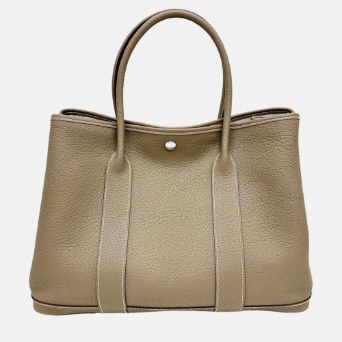 Beige Leather Garden Party PM Handbag - Hermes - Modalova