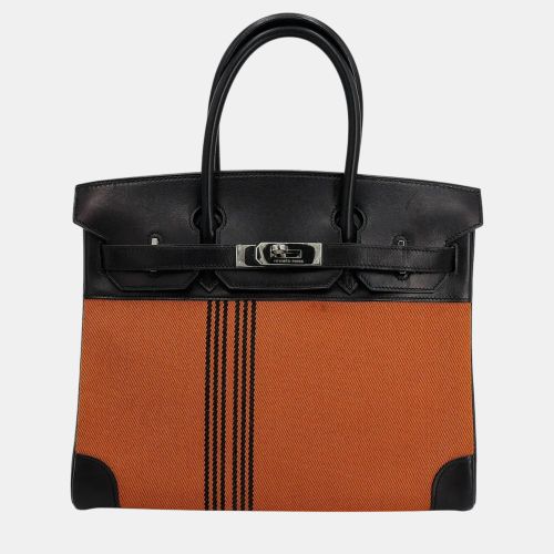 Orange and Toile H,Box Calf Leather Birkin 30 Bag - Hermes - Modalova